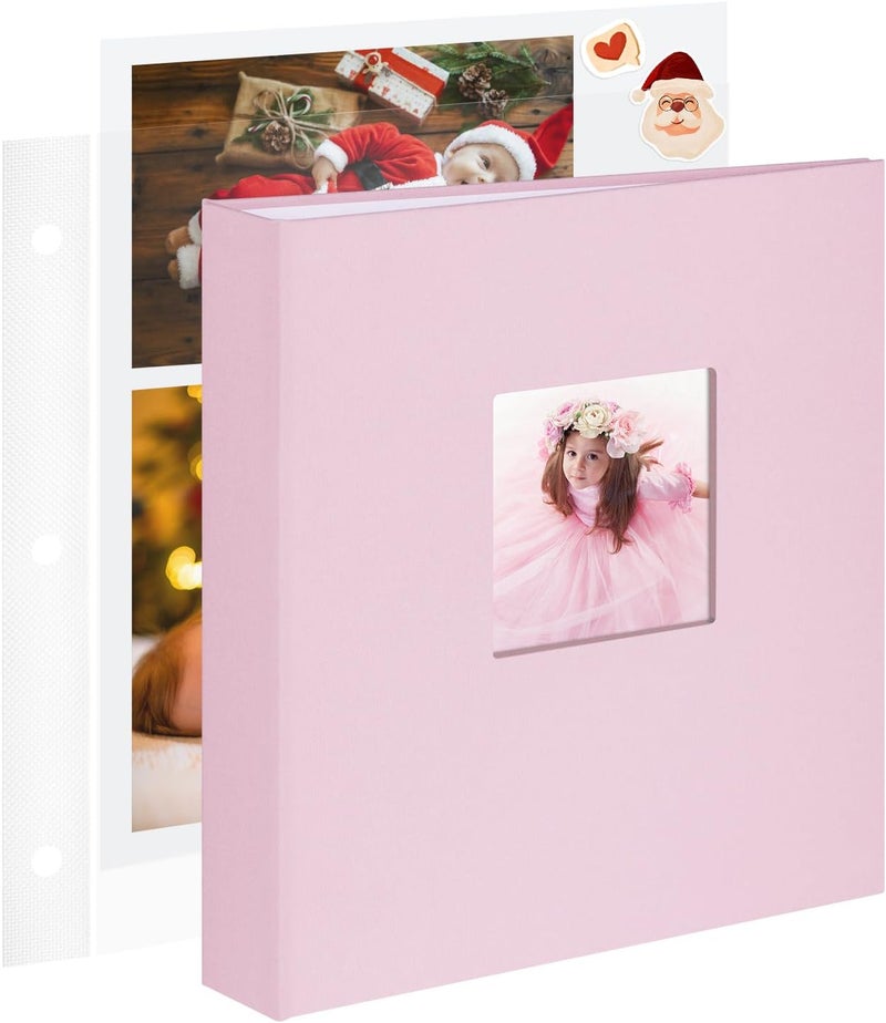 1DOT2 8.5x11 Inch Large 3 Ring DIY Scrapbook Photo Album with 30 Plastic Sleeves 60 Pages Blank Scrapbooks, 8.5 x 11 Scrap Book Albums for Baby Travel Wedding Graduation kids (Pink Cover/White Pages) - Image 1